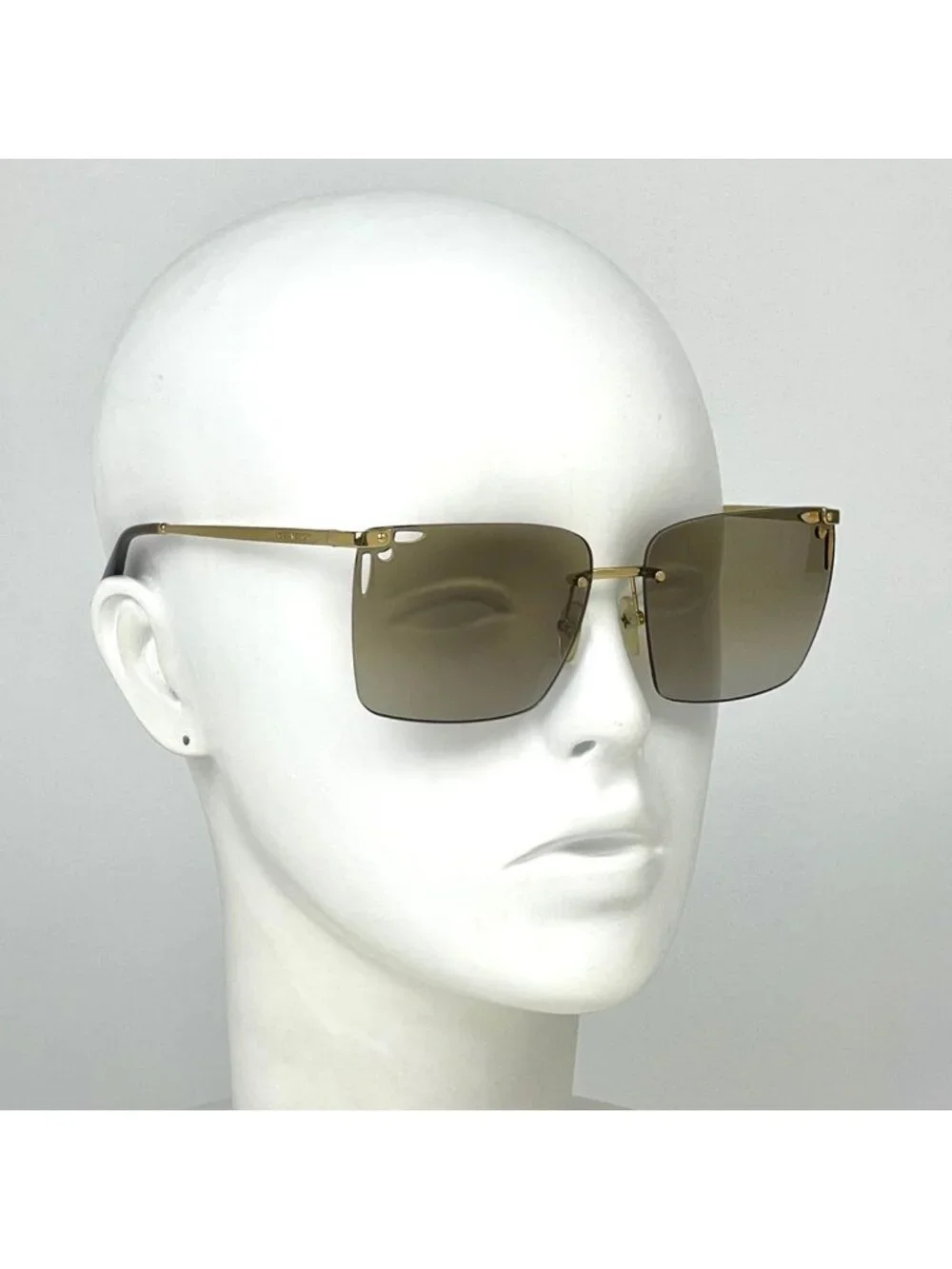 Louis Vuitton Sunglasses Rimless Metal Acetate Gold Brown Eyewear